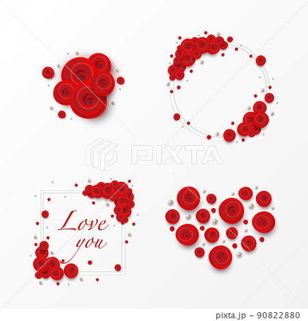 Rose flowers square frame 90822880