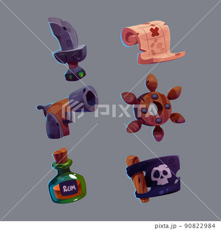 Pirate game icon, cute cartoon vector set Pirate game icon, cute cartoon vector set 90822984