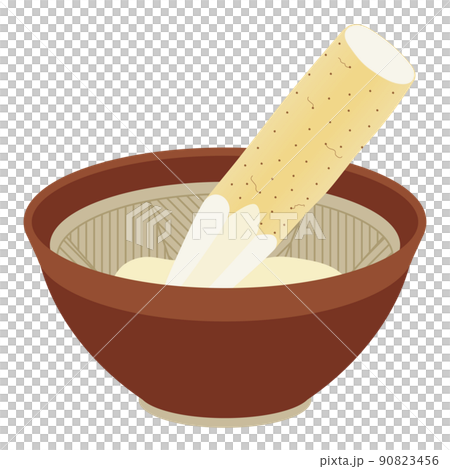 Illustration of rubbing yam with a mortar Illustration of rubbing yam with a mortar 90823456