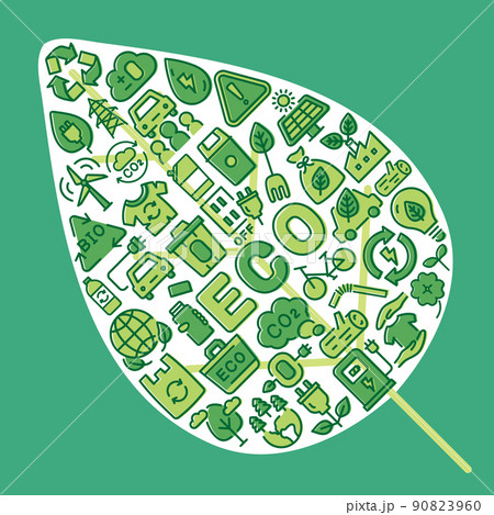 ECO　エコロジー　葉っぱ型のロゴ 90823960