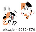 引っ搔く三毛猫のキャラクター／しょんぼり 90824570