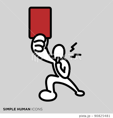 シンプルな人間のアイコンシリーズ　「レッドカードを出す審判」 90825481