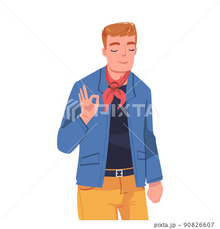 Man Character Showing Positive Ok or Ring Hand Gesture Vector Illustration Man Character Showing Positive Ok or Ring Hand Gesture Vector Illustration 90826607