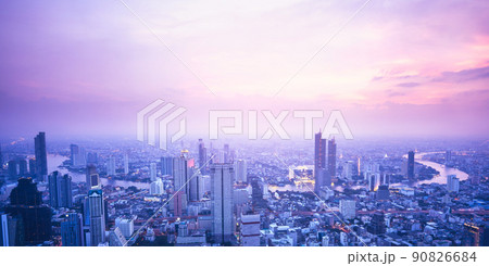 Bangkok city top view with chaophraya river 90826684