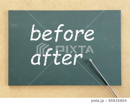 黒板と指示棒_beforeとafter文字入り 黒板と指示棒_beforeとafter文字入り 90826804