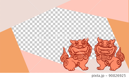 Okinawa motif frame shisa Okinawa motif frame shisa 90826925