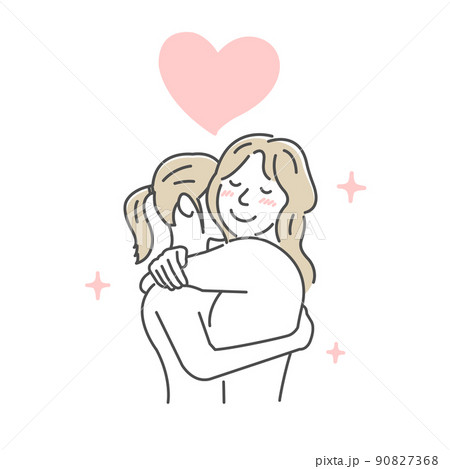 裸で抱き合う女性のイラスト (LGBT, レズビアン, 同性愛) 裸で抱き合う女性のイラスト (LGBT, レズビアン, 同性愛) 90827368