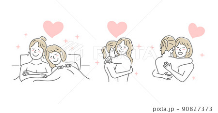 女性同士の恋愛 イラストセット (LGBT, レズビアン, 同性愛) 女性同士の恋愛 イラストセット (LGBT, レズビアン, 同性愛) 90827373
