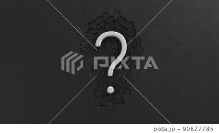 Large White Question mark minimalist animation with impact effect on Dark background 3d render. 90827785