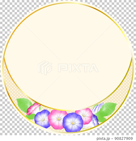 Japanese-style decorative material with a morning glory motif drawn in watercolor Japanese-style decorative material with a morning glory motif drawn in watercolor 90827909