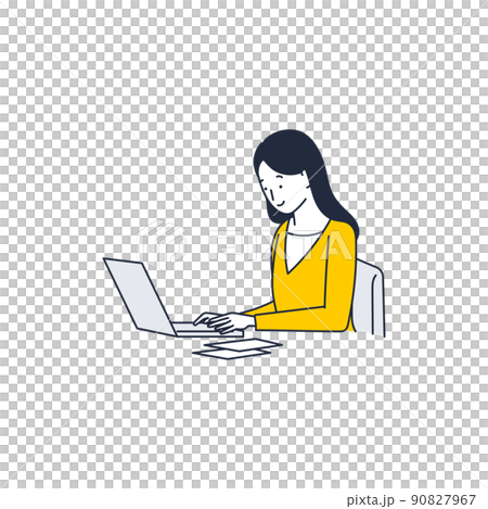 Illustration material of a woman who works remotely 90827967