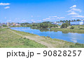初夏の入間川　晴れた日の河原 90828257
