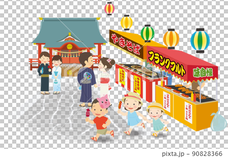 縁日を楽しむ人々2 90828366