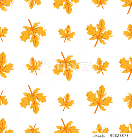 Autumn maple leaves vector seamless pattern. Fall yellow foliage. Flat illustration in cartoon style. Autumn maple leaves vector seamless pattern. Fall yellow foliage. Flat illustration in cartoon style. 90828373