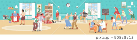 Old people home hobby nursing house pastime vector 90828513