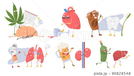 Bad habits and internal organs vector illustration 90828548