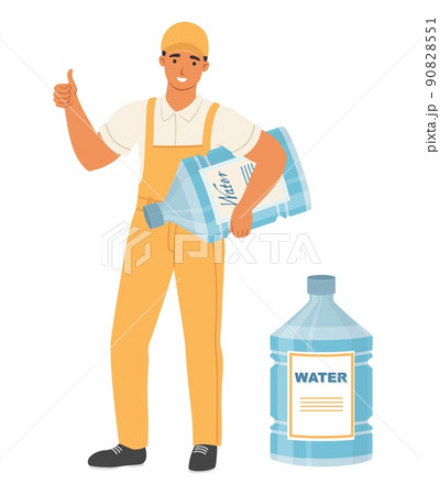 Water delivery fast service man worker vector 90828551