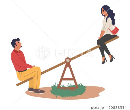 Adult couple swinging on swing vector illustration 90828554
