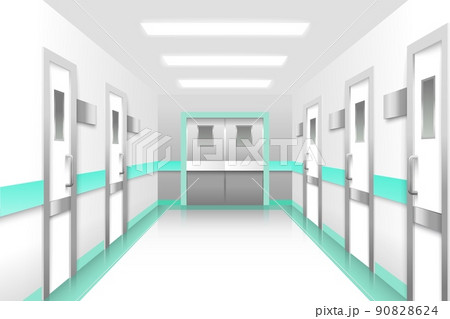Hospital corridor vector clinic hall way interior 90828624