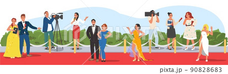 Celebrities walking on red carpet cartoon vector 90828683