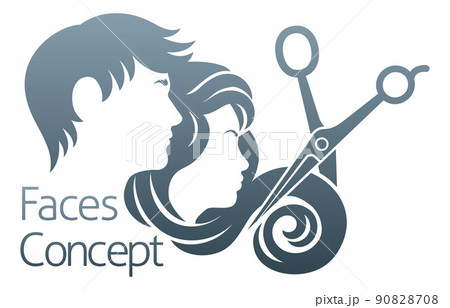 Hairdresser Silhouette Hair Salon Man And Woman 90828708