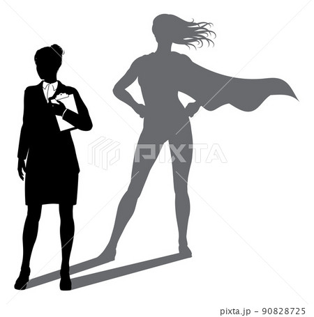 Superhero Business Woman With Super Hero Shadow 90828725