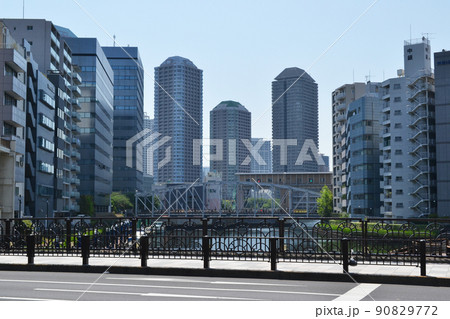 亀島川、高橋からの景観　東京都中央区にて 90829772