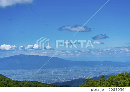 山形蔵王から見た山形市街　俯瞰　山形県山形市 90830564