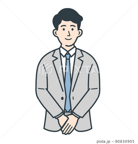 前に手を組むビジネスマンのイラスト 90830905