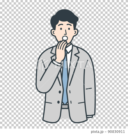 驚いたポーズをするビジネスマンのイラスト 90830911