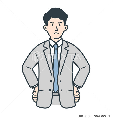 怒ったポーズをするビジネスマンのイラスト 怒ったポーズをするビジネスマンのイラスト 90830914