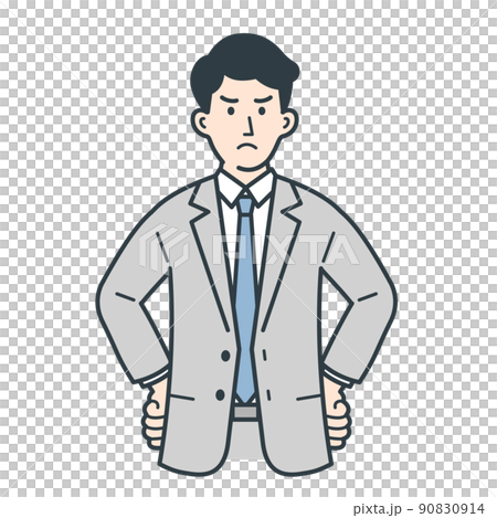 怒ったポーズをするビジネスマンのイラスト 怒ったポーズをするビジネスマンのイラスト 90830914