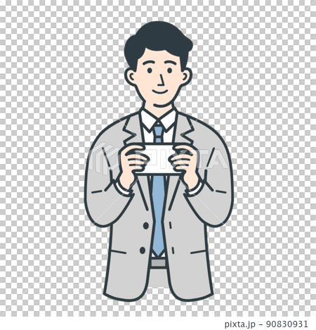 Illustration of a businessman watching a video on a smartphone Illustration of a businessman watching a video on a smartphone 90830931