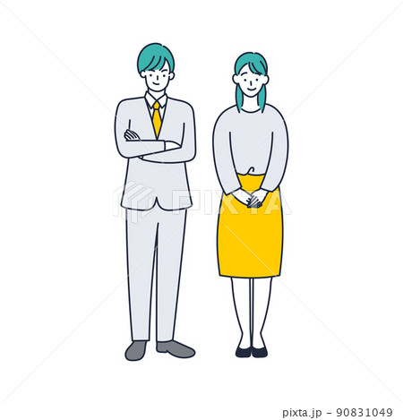 横並びで立つ男女のイラスト素材 90831049