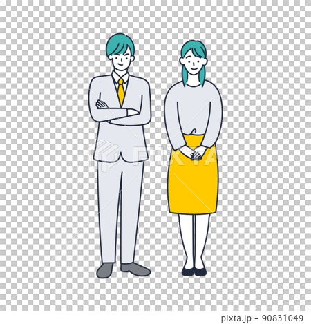 横並びで立つ男女のイラスト素材 90831049