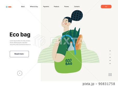 Ecology - Eco bag -Modern flat vector concept illustration of a young woman holding a reusable grocery bag. Creative landing web page template Ecology - Eco bag -Modern flat vector concept illustration of a young woman holding a reusable grocery bag. Creative landing web page template 90831758