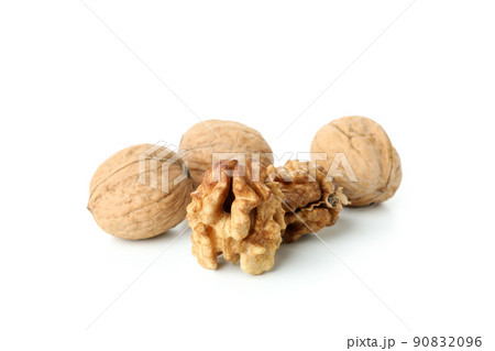 Walnuts isolated on white background, close up 90832096