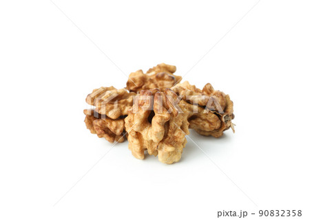 Peeled walnuts isolated on white background, close up Peeled walnuts isolated on white background, close up 90832358