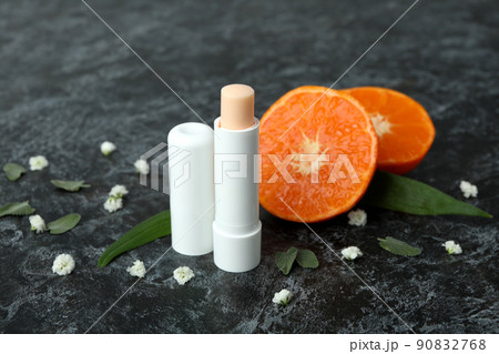 Concept of cosmetic with eco hygienic lipstick on dark background 90832768