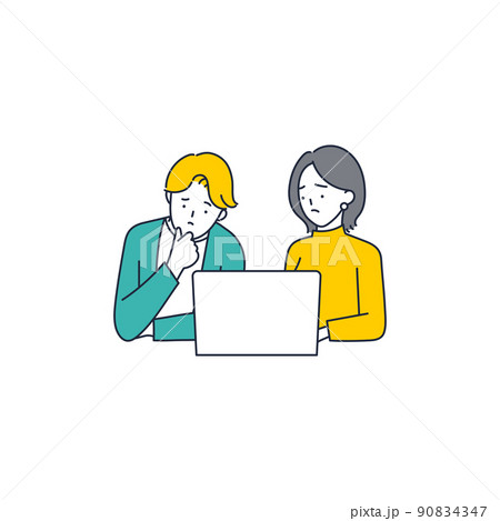 トラブルを解決できずにいるビジネスチームのイラスト素材 90834347
