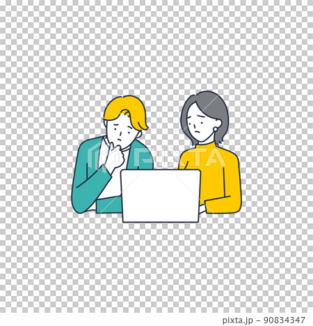トラブルを解決できずにいるビジネスチームのイラスト素材 90834347