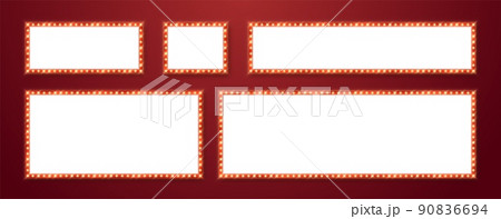 Marquee frames with red border, retro casino signboards with white background. 90836694
