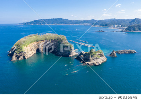 空撮「千葉県」千葉県の島・浮島(鋸南町) 空撮「千葉県」千葉県の島・浮島(鋸南町) 90836848
