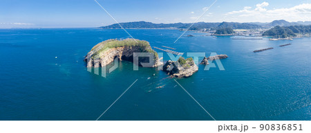空撮「千葉県」千葉県の島・浮島(鋸南町) 空撮「千葉県」千葉県の島・浮島(鋸南町) 90836851