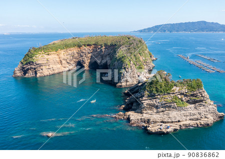 空撮「千葉県」千葉県の島・浮島(鋸南町) 空撮「千葉県」千葉県の島・浮島(鋸南町) 90836862