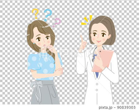 一名年輕女子諮詢女醫生的插圖素材 90839303