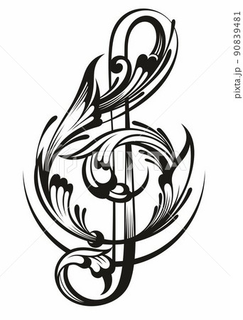 Music notes in swirl, musical design element, vector illustration. Music notes in swirl, musical design element, vector illustration. 90839481