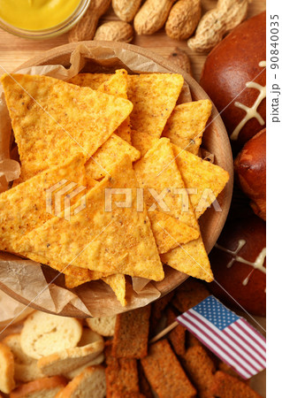 Concept of Super bowl snacks close up 90840035