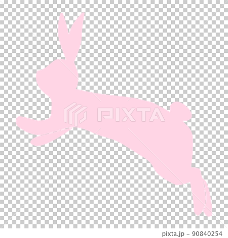ジャンプしているウサギのシルエット素材 90840254