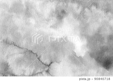 イラスト素材：手描きの水彩絵の具のにじみ背景　縦位置/モノクロ濃淡 90840718